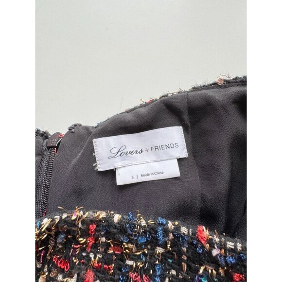 LOVERS + FRIENDS Aria Black Nightlife Confetti Flecked Tweed Mini Skirt, Size S - Picture 12 of 14